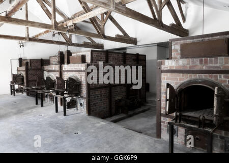 Infamous crematorium, Dachau Concentration Camp, Dachau, Munich, Bavaria, Germany Stock Photo