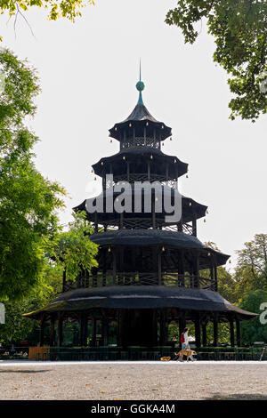 Chinese Tower in the English Garden, Munich, Upper Bavaria, Bavaria, Germany Stock Photo