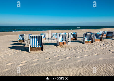 Beach chairs, Sylt Island, North Frisian Islands, Schleswig-Holstein, Germany Stock Photo