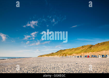 Beach chairs, red cliff, Wenningstedt, Sylt Island, North Frisian Islands, Schleswig-Holstein, Germany Stock Photo