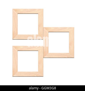 Vintage of old wooden picture frame isolated on white background. Stock Photo