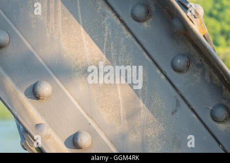 Metal Support Beam on Bridge cutting across image diagonally Stock Photo