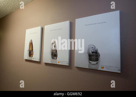 Pro-choice posters on wall at a former abortion clinic, now a pro-choice education and training center in Austin Texas Stock Photo