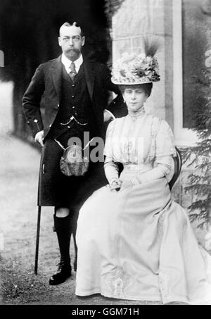 King George V (1865-1936) and his wife, Queen Mary (Mary of Teck: 1867-1953), taken when he was Prince of Wales. George V reigned from 1910 to 1936. Photo from Bains News Service, c1909.