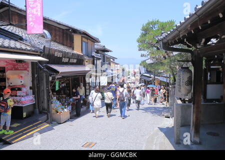 People sightsee Kiyomizu Higashiyama area in Kyoto Japan. Stock Photo