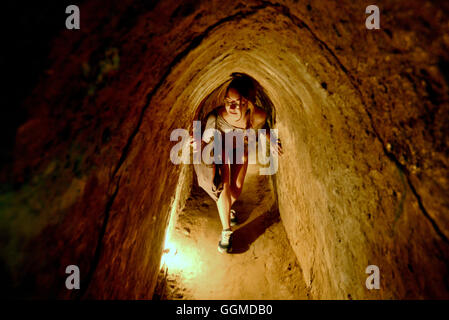 Tunnels of Chu Chi near Saigon, Ho Chi Minh-City, Vietnam, Asia Stock Photo