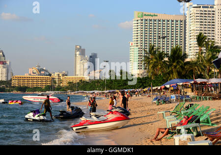 Pattaya City Beach, Pattaya, Chon Buri, Golf of Thailand, Thailand Stock Photo