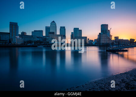 Canary Wharf seen from across the Thames, DoubleTree by Hilton, London, United Kingdom Stock Photo