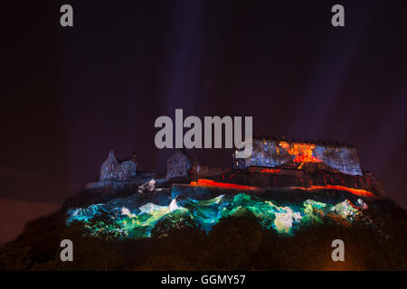 Edinburgh, Scotland, UK. 05th Aug, 2016. Press Preview for the Standard Life Opening Event: Deep Time on Sunday August 7th to launch the Edinburgh International Festival. 350 million years in 18 minutes using 42 projectors and 840,000 lumens of light Credit:  TOM DUFFIN/Alamy Live News Stock Photo