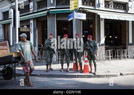 Rio de Janeiro, Brazil. 5th Aug, 2016. Law Enforcement patrol the streets during the 2016 Rio Summer Olympics games Opening Ceremony. Credit:  Paul Kitagaki Jr./ZUMA Wire/Alamy Live News Stock Photo