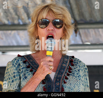 Annabel Elliott who is the sister of Camilla Duchess of Cornwall opened the Poundbury Food Festival at Dorchester, Dorset Stock Photo