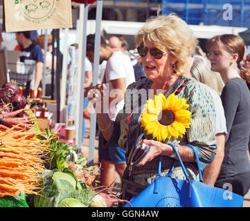 Annabel Elliott who is the sister of Camilla Duchess of Cornwall opened the Poundbury Food Festival at Dorchester, Dorset Stock Photo