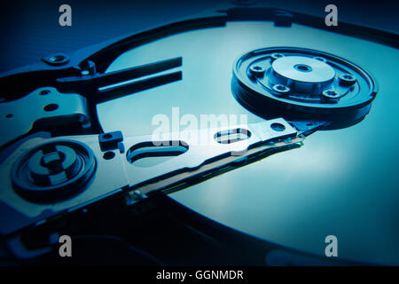 Interior of hard disc drive Stock Photo