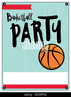 A blank template illustration invitation for a basketball theme. Vector EPS 10 file is layered.