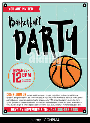 A template illustration invitation for a basketball theme. Vector EPS 10 file is layered.