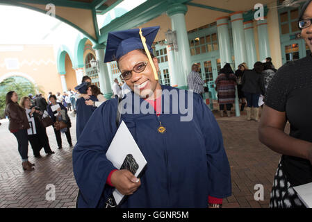 Graduate smiles after commencement ceremony for Western Governors University, a fully accredited online university Stock Photo