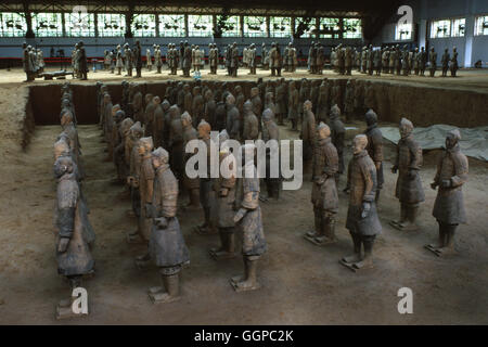 'Terra Cotta Warriors and Horses', is a set of sculptures depicting the armies of Qin Shi Huang, the first Emperor of China. Stock Photo