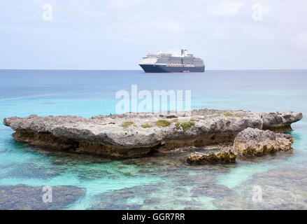The view of a cruise liner from Tadine town beach (New Caledonia, French Polynesia).