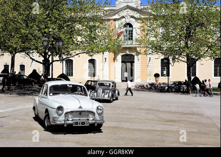 Renault frigate dating from 1956 photographed in gathering old Town Hall Square car in the town of Ales, in the Gard department Stock Photo