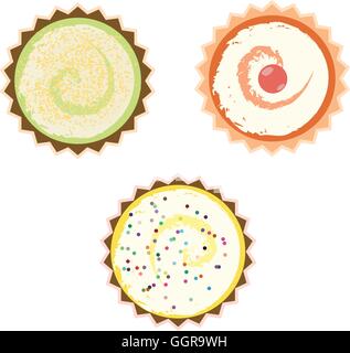 Cakes over white background. Stock Vector