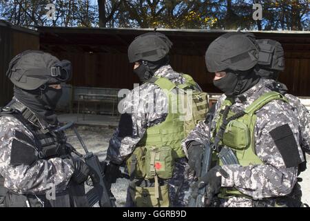 Special anti-terrorist squad, coached at the shooting range Stock Photo