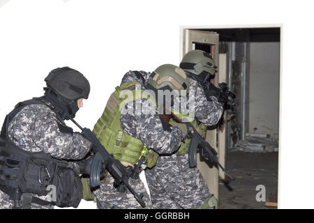 Special anti-terrorist squad, coached at the shooting range Stock Photo