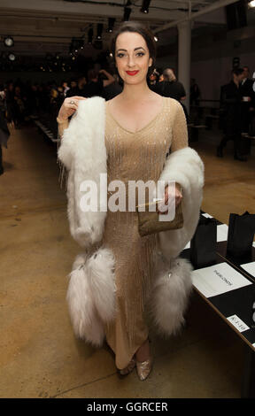 New York, NY - February 18, 2015: Guest attends The Blonds Fashion show as part of New York Fashion Week at Milk studio Stock Photo