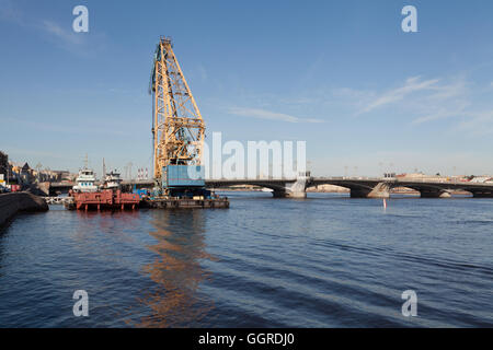Blagoveshchensky Bridge, St. Petersburg, Russia. Stock Photo