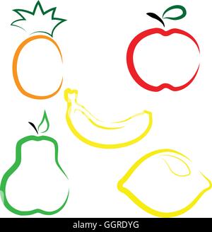Flat vector set of fruits Stock Vector