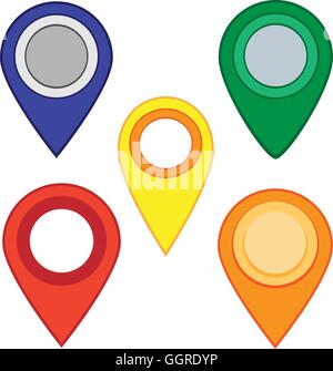 Location icon set. Pin marker symbol. Black outline vector. Navigation ...