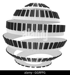 Spherical shaped piano keyboard design render 3d Stock Photo