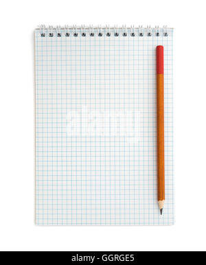 Notebook and pencil on white background, isolated Stock Photo