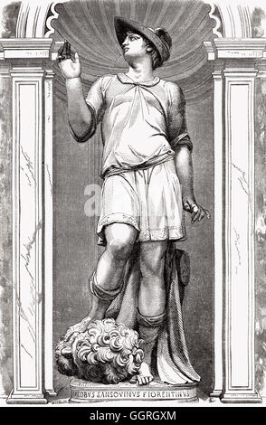 Statue of the goddess Mercury, by Jacopo Sansovino on the Loggetta Piazza San Marco, Venice, Italy Stock Photo