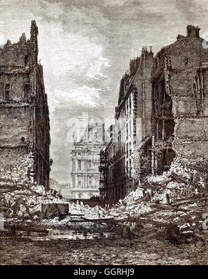 Houses destroyed by the Paris Commune or La Commune de Paris, 1871, Rue du Bac, Paris, France, Europe Stock Photo