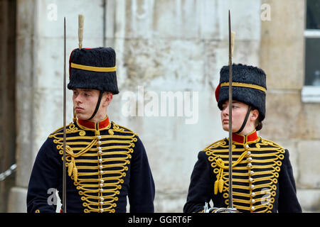 Male and Female Soldier, King's Troop, Royal Horse Artillery Stock Photo