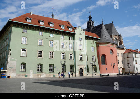 KRAKOW, POLAND - JUNE 16: Unidentified tourists visiting rounded coral-colour choir of St. Barbara's church, Poland on June, 16, Stock Photo