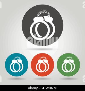 Handcuffs icon set in flat style. Stock Vector