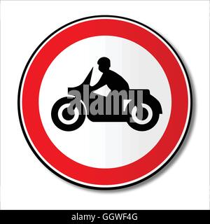 A large round red traffic displaying a motorcycle Stock Vector