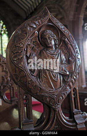 St Marys & All Saints Church Gt Budworth Interior, Cheshire, England,UK - Wooden Alleluia carving Stock Photo