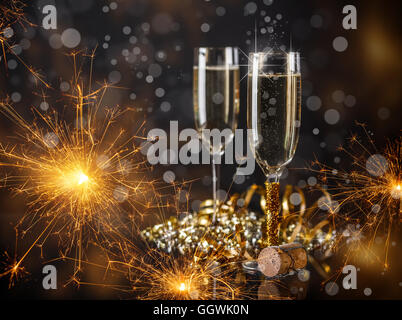Champagne glasses ready to bring in the New Year 2017 Stock Photo - Alamy