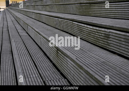 Wooden stairs at the entrance to the building Stock Photo