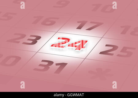 Illustration of calendar with a particular date being differentiated and focused. Stock Photo