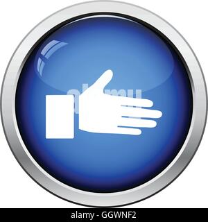 Open hend icon. Glossy button design. Vector illustration. Stock Vector