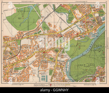 SW LONDON. Hounslow Isleworth Osterley Brentford Richmond Osterley, 1938 map Stock Photo