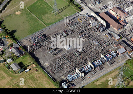 aerial view of an electricity sub station, UK Stock Photo