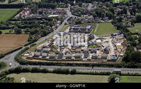 aerial view of new expensive executive homes under construction at Kingston Bagpuize, Oxfordshire, UK Stock Photo
