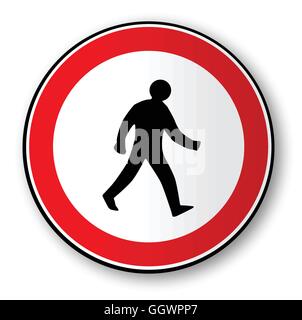 A walking man road traffic sign over a white background Stock Vector