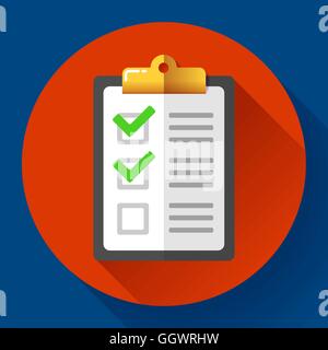 vector clipboard with green checklist icon flat Stock Vector