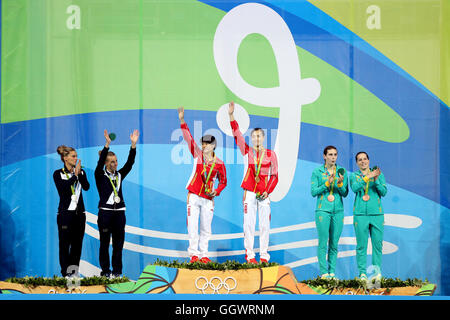 China's Shi Tingmao and Wu Minxia take gold in the Women's 3m Springboard final on the second day of the Rio Olympics Games, Brazil. Stock Photo