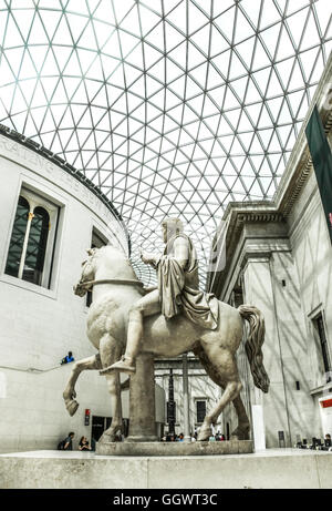 Marble statue of youth on horseback - British Museum Great Court, London Stock Photo